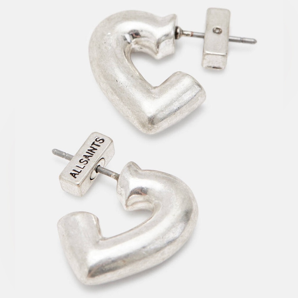 ALLSAINTS
Small silver Heart Huggie Hoop Earrings